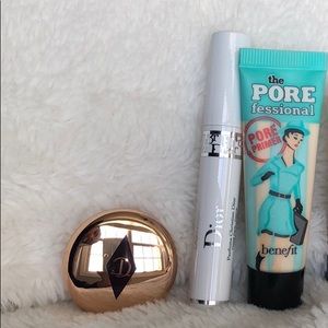 Diorshow lash 3Dprimer/ Charlotte AirBrush flawless finish/ benefit pore primer